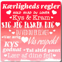Citatmagnet kærlighed regler 9x9cm