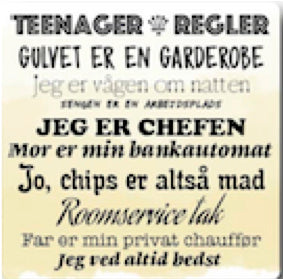 Citatmagnet teenager regler 9x9cm
