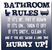 Citatmagnet bathroom rules 9x9cm