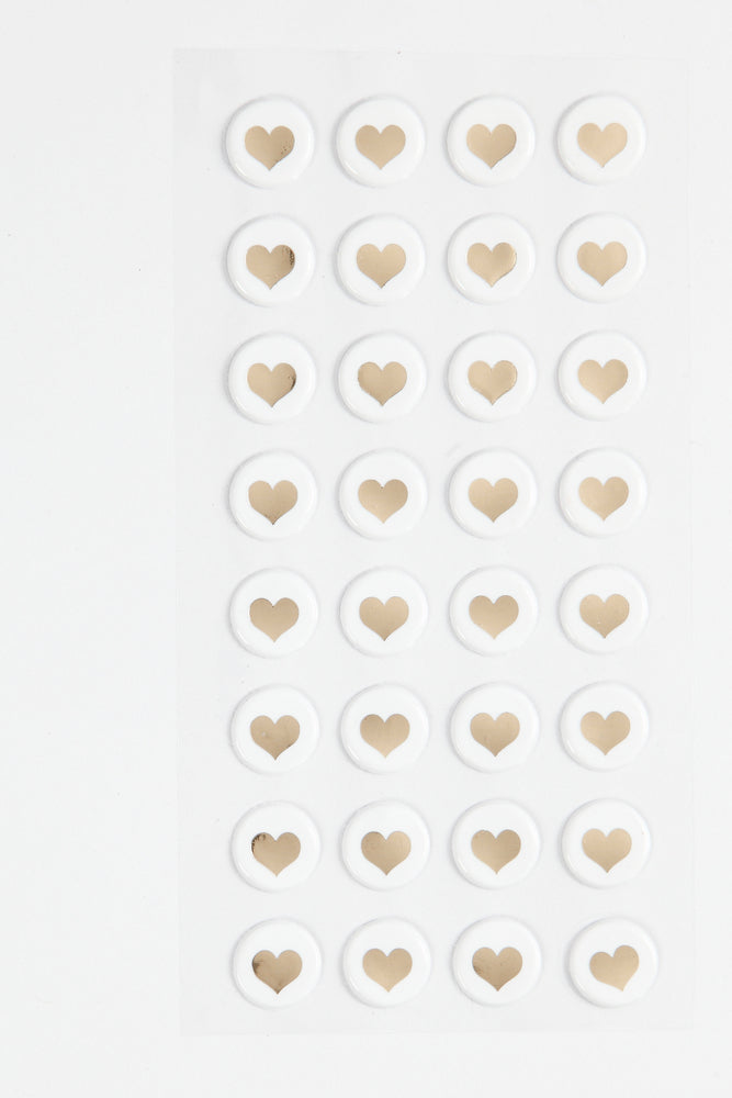 STICKERS HJERTER PUFFY HVID 14 MM 32STK