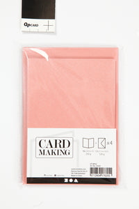 KORT OG KUVERTER KORT 10,5X15 CM ROSA PERLEMOR 4SÆT