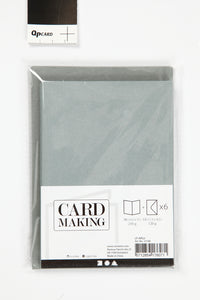 KORT OG KUVERTER KORT 10,5X15 CM GRÅ 6SÆT