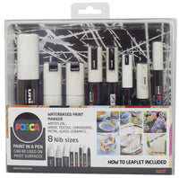 Paintmarker Uni POSCA nib size sæt hvid 8 stk