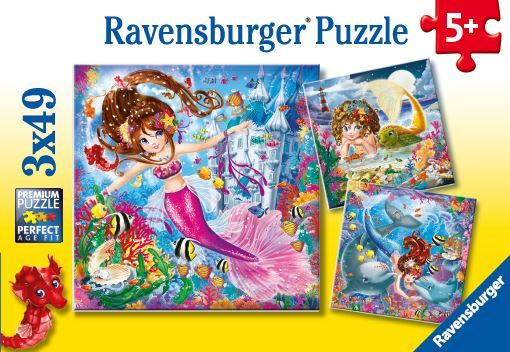 Puslespil charming mermaids 3X49 brikker
