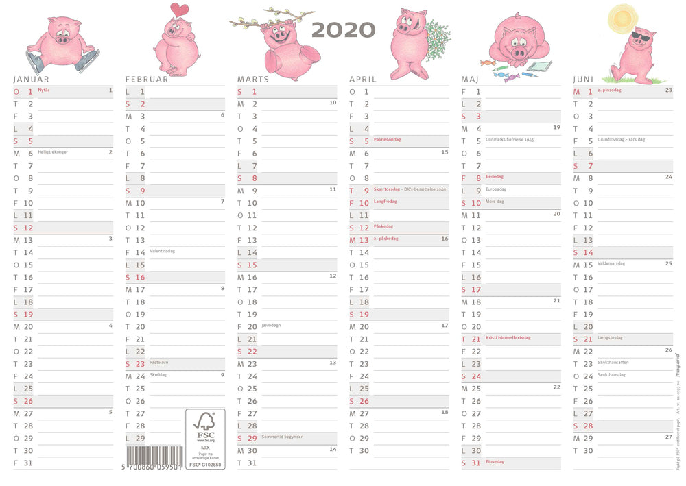 KONTORKALENDER A4 HUMOR GRISE  2020 MAYLAND