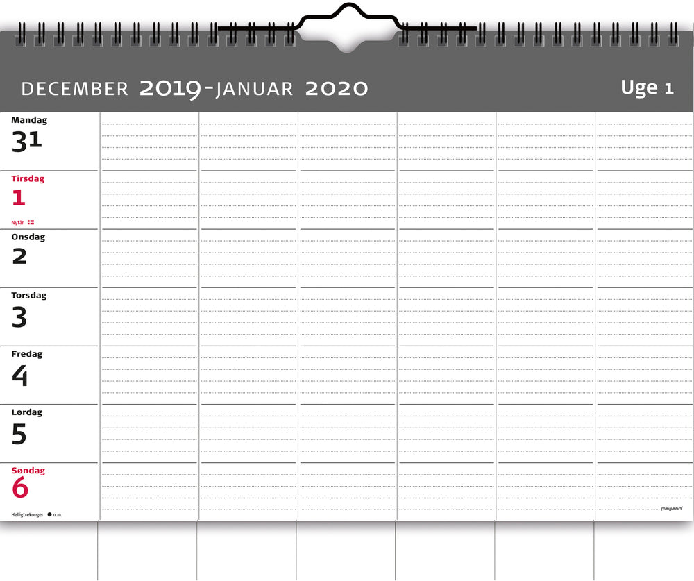 FAMILIEKALENDER UGE  2020 MAYLAND