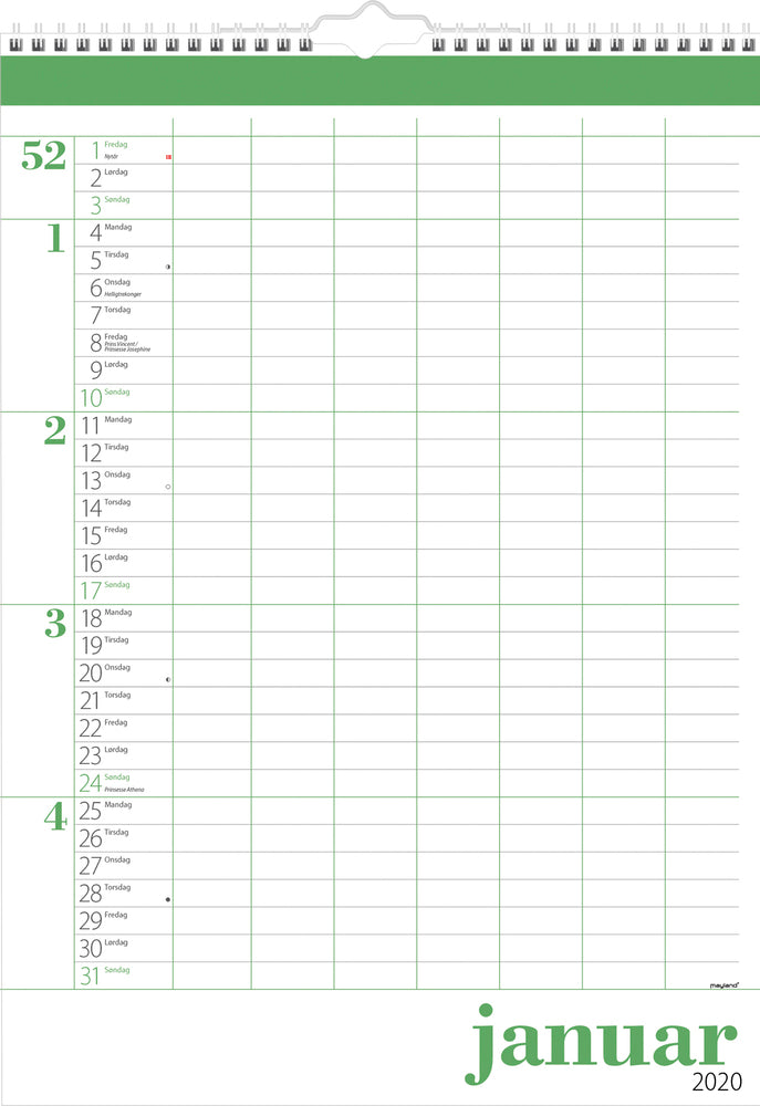 FAMILIEKALENDER STOR  2020 MAYLAND