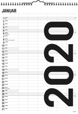 FAMILIEKALENDER SORT/HVID 6 KOL.  2020 MAYLAND