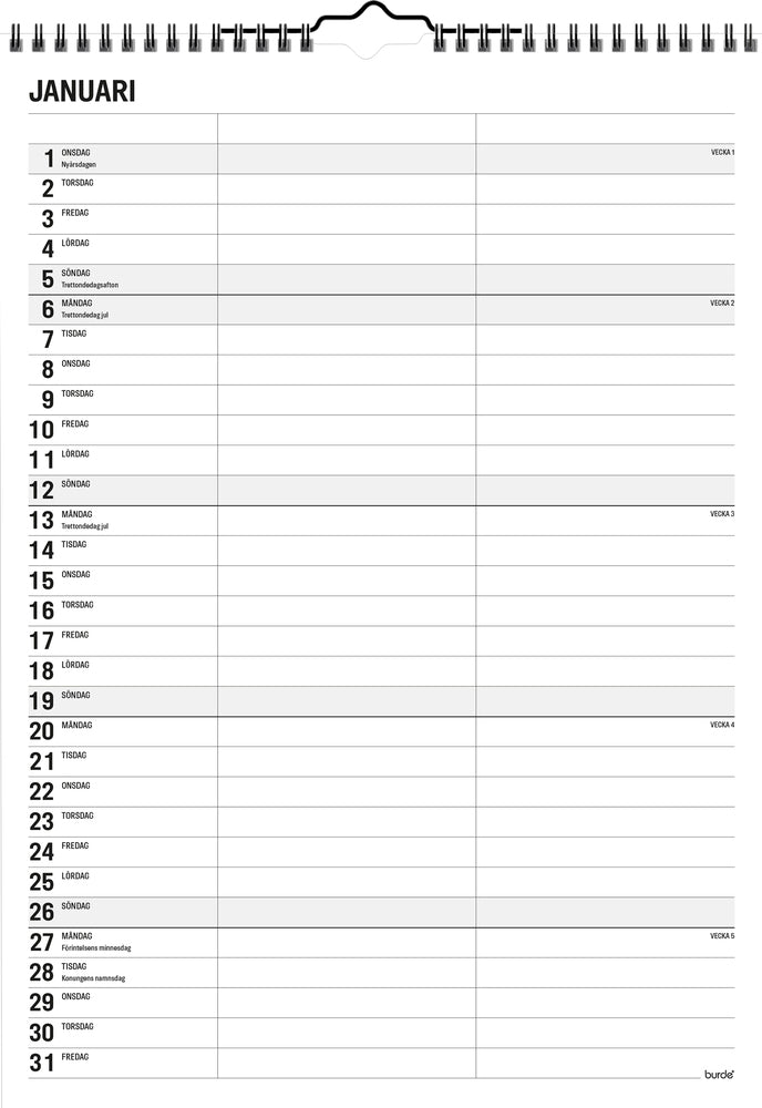 FAMILIEKALENDER SORT/HVID 2 KOL.  2020 MAYLAND