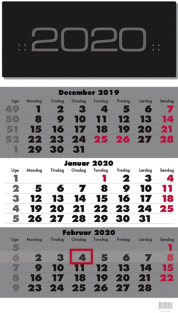 VÆGKALENDER TRIPLANNER  2020 MAYLAND
