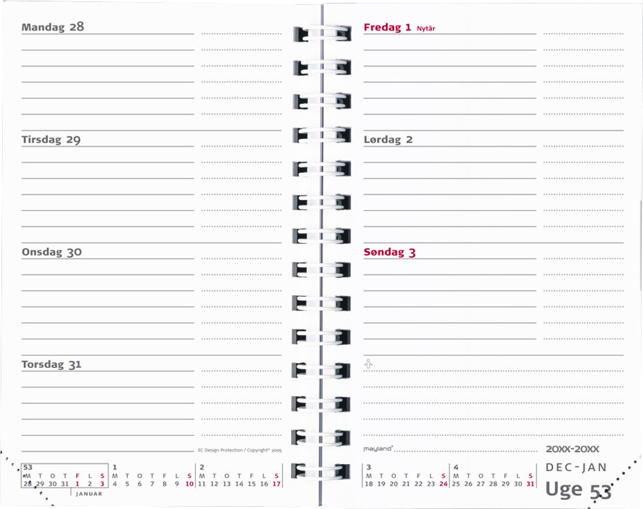 Mini planner tværformat refill 2020 Mayland