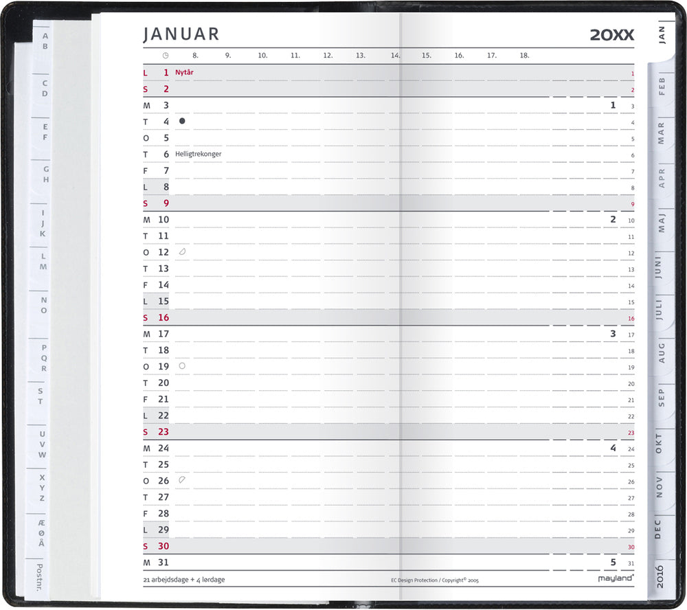 Index planner måned refill  2020 Mayland