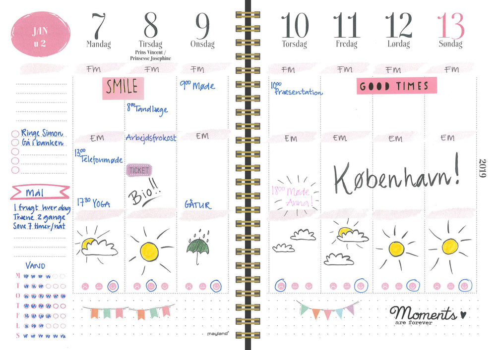 UGEKALENDER A5 LIFE PLANNER PINK  2020 MAYLAND