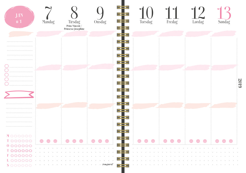 UGEKALENDER A5 LIFE PLANNER PINK  2020 MAYLAND