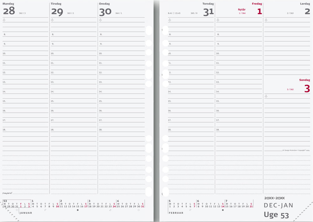 ECO LINE A5 UGEKALENDER SORT  2020 MAYLAND