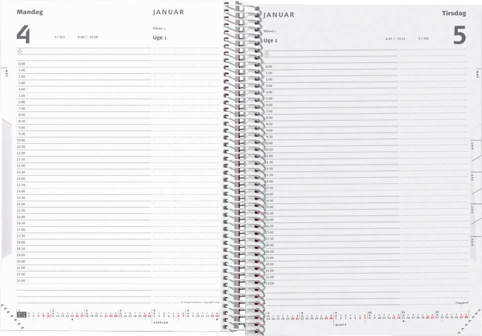 Timekalender 1 dag pp sort 2021 17 x 23,5 cm Mayland