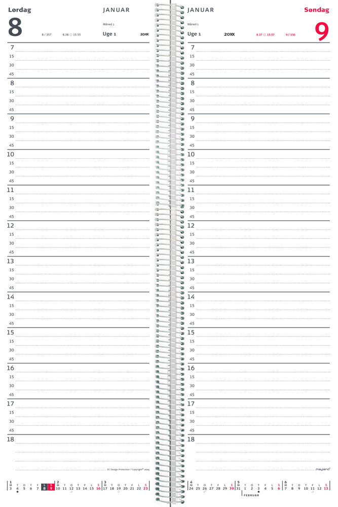Spiral noteringskalender 1 dag sort  2020 Mayland