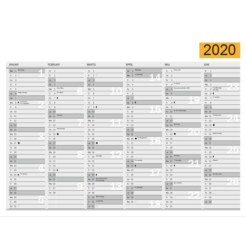VÆGKALENDER FILOFAX A3 2020