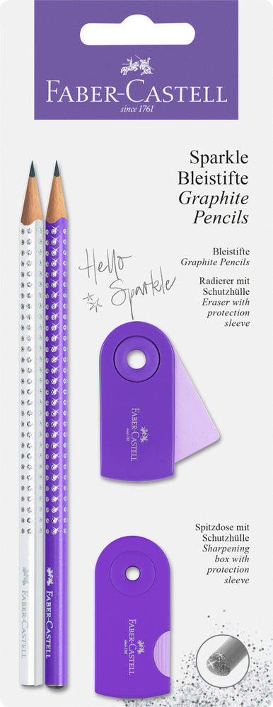 Blistersæt Faber-Castell sparkle hvid/lilla glitter