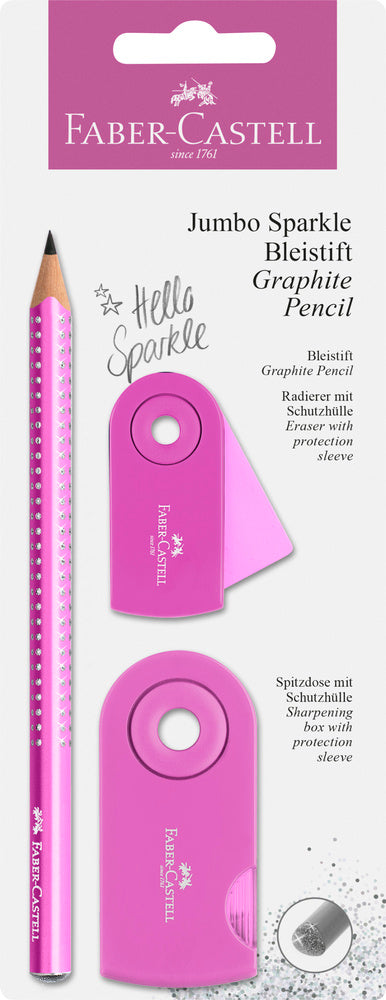 Blistersæt Faber-Castell jumbo sparkle  pink glitter