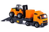 Volvo lastbil med trailer og gaffeltruck