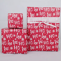 GAVEPAPIR RØD HO-HO-HO METALLIC 3 M X 70 CM