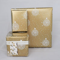 GAVEPAPIR GULD METALLIC M/JULEKUGLE/SNEFNUG 3 M X 70 CM