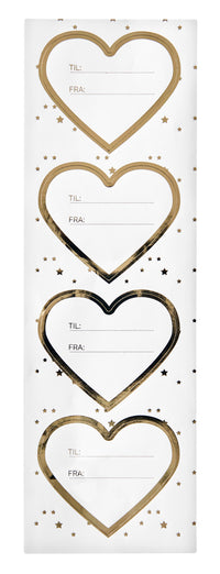 STICKERS TIL/FRA HVID/GULD HJERTER 2 ARK