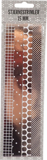 STJERNESTRIMLER HVID M/ROSE GOLD FOIL 15 MM 24 STK