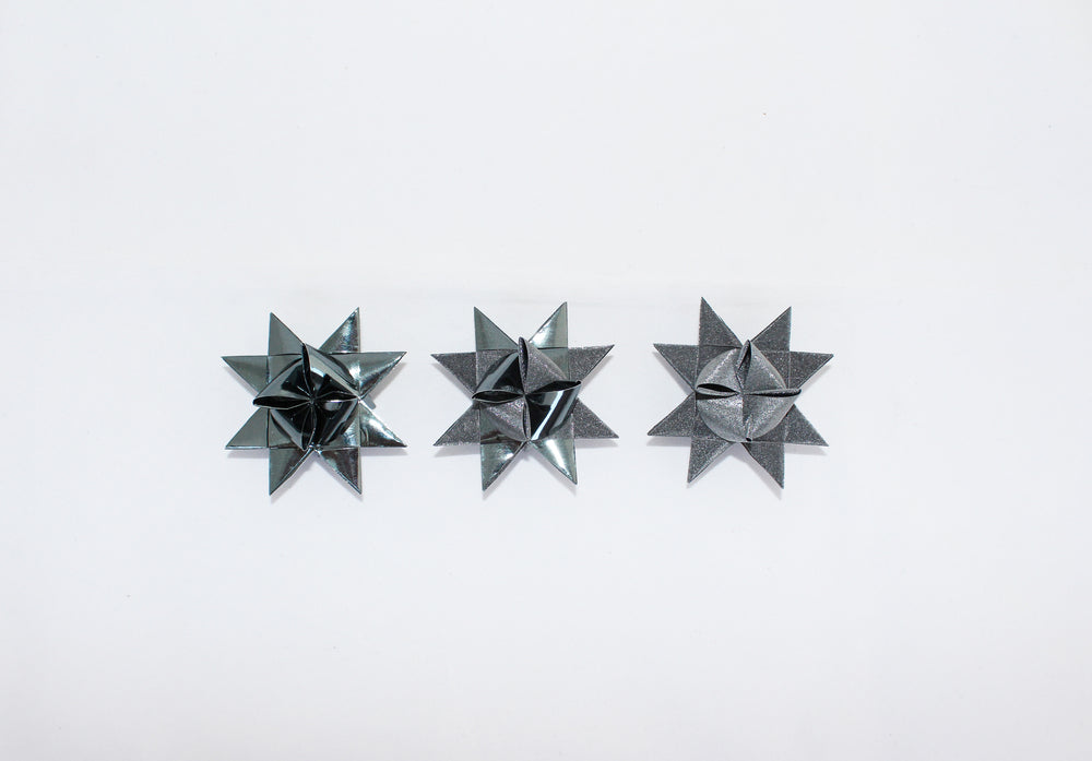 STJERNESTRIMLER KOKSGRÅ GLITTER/METALLIC 15 MM 24 STK