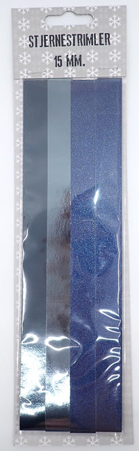 STJERNESTRIMLER MØRKEBLÅ GLITTER/METALLIC 15 MM 24 STK