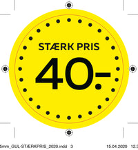 Etiket -40 gul gul ø40mm /100 stk