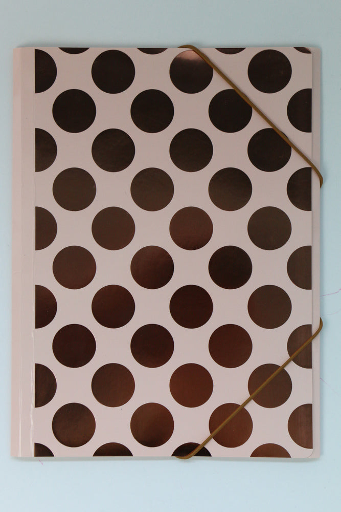 Elastikmappe A4 rosa store prikker rose gold foil