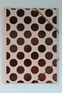 Elastikmappe A4 rosa store prikker rose gold foil