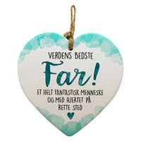 Keramikhjerte far enjoy hvid og grøn