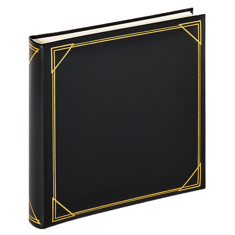 Fotoalbum sort m/guld 100 hvide blanke sider 30x30 cm