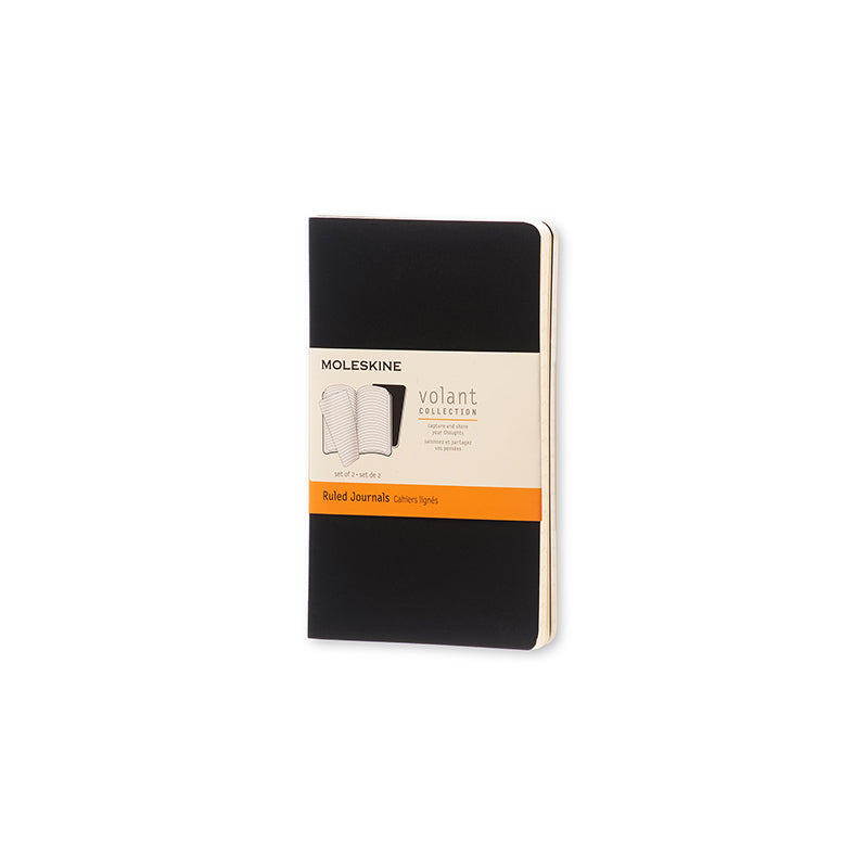 Notesbog volant Moleskine pkt sort sæt m/2 m/80 linj. ark