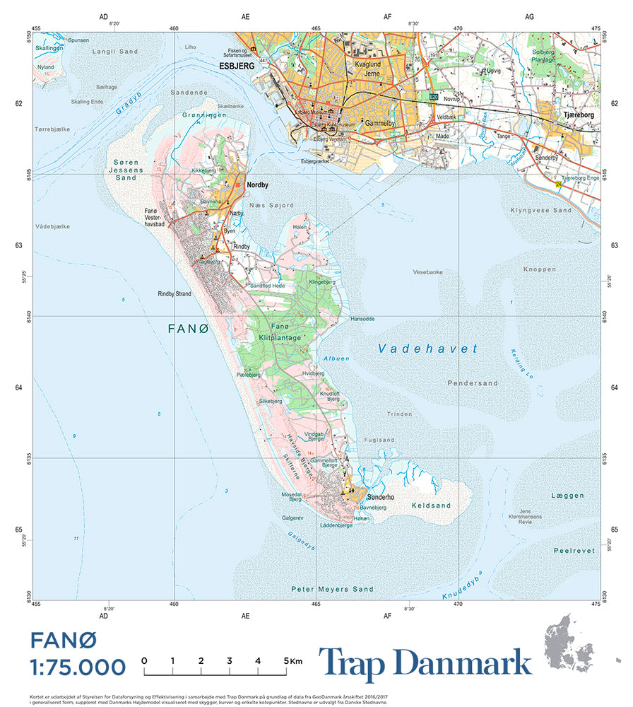 Trap Danmark: Kort over Fanø
