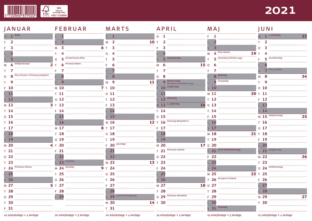 Studiekalender 20/21 Mayland karton A4