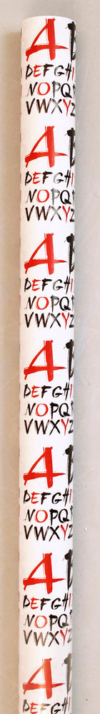 Bogbind/gavepapir 70cmx2m abc rød/sort