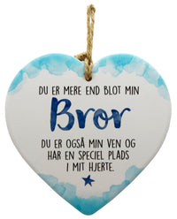 Keramikhjerte bror enjoy hvid & lyseblå 15,5 x 15,5 cm