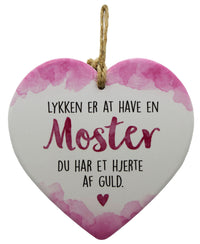 Keramikhjerte moster enjoy hvid & rosa 15,5 x 15,5 cm
