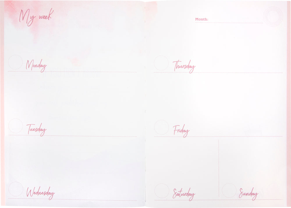 Kalender udateret kartonomslag rosa mærkebånd 100g