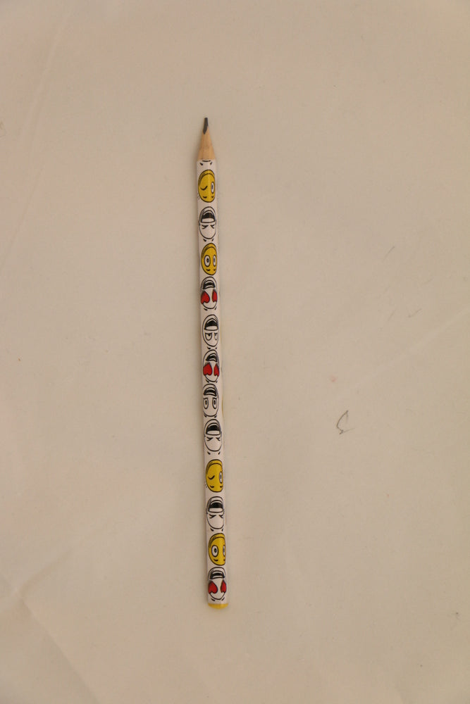 Blyant hvid m/smiley ansigter