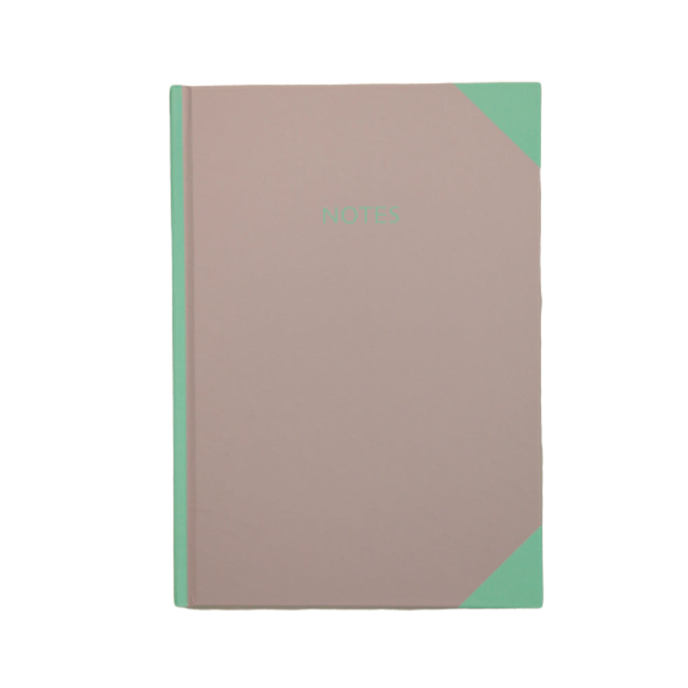 Notesbog A5 linjeret lyslilla m/mintgrøn m/tekst notes