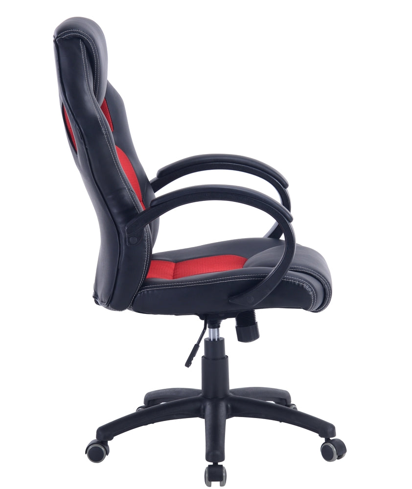 Sinox gaming stol sort med rød ryg