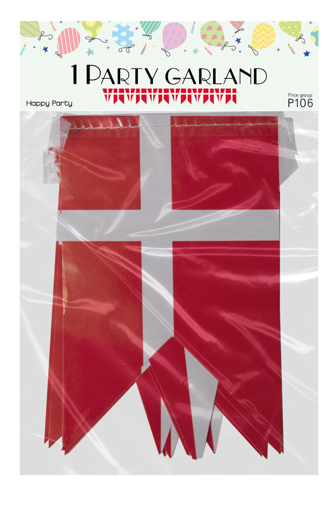 Flag guirlande dk 2 meter 12 flag
