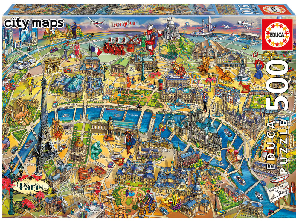 Puslespil Paris Map 500 brikker