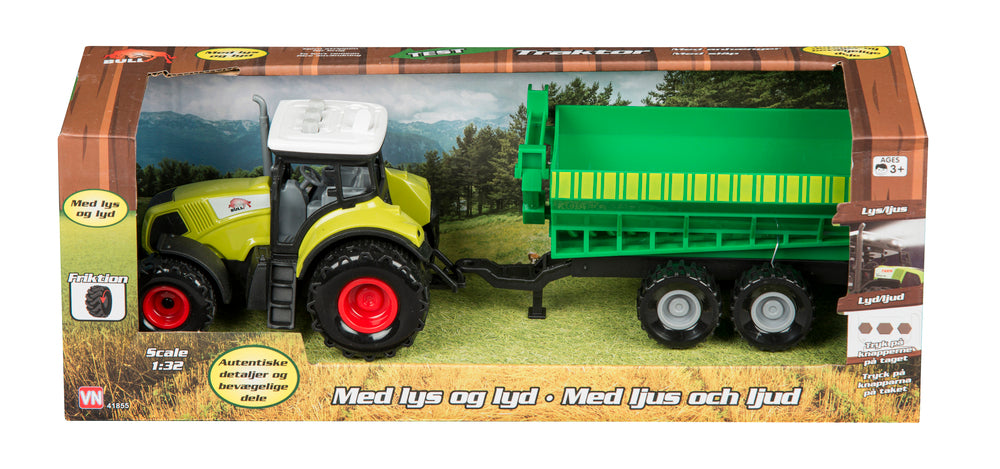 Traktor med hænger, lys og lyd asst