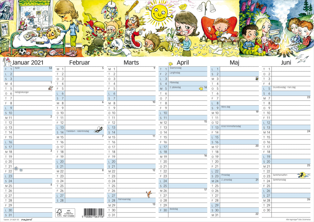 Vægkalender A3 otto dickmeiss illu 2021 Mayland
